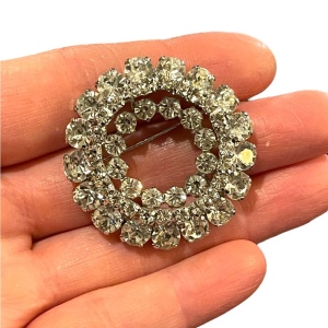 Vintage 1950s Stunning fancy crystal silver brooch sparkle Sherman quality