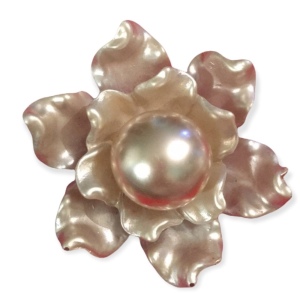 - Vintage resin Large plastic pearlescent fancy handmade flower brooch