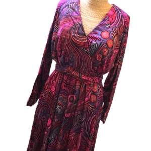 Vintage Groovy Paisley silky pink purple dress 1960s Fancy party