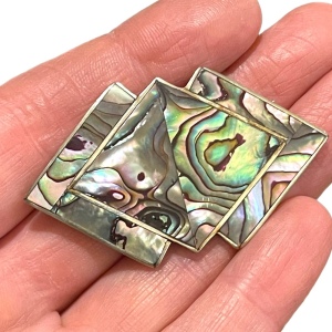 Vintage 1980s Mexico Alpaca silver Abalone Shell brooch arrow