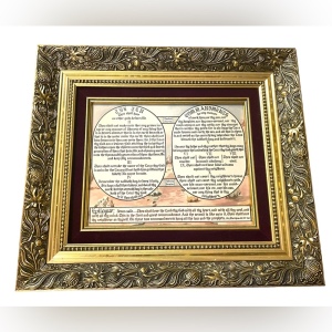 Vintage Gold gilt Solid wood ornate framed Dionne Simpson 10 Commandments print