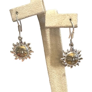 Sterling silver 925 Mexico Sun dangle earrings