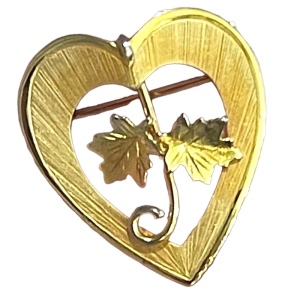 Vintage Boyd Bond Gold Filled heart Canadian Maple leaf brooch