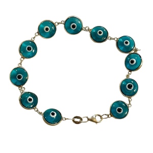 Sterling silver blue glass evil eye bracelet 925