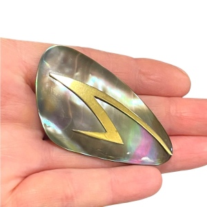 Vintage Rare Abalone Modernist “Ges- Gech” Brooch lightening bolt hand crafted