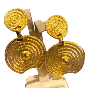 Vintage 1980s Beverly Hamburg gold brutalist modernist Statement earrings