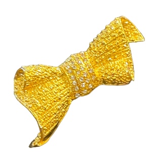 Vintage gold finish rhinestone crystal accent Large bow brooch