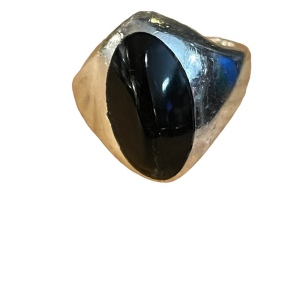 Vintage Taxco Mexico TC-207 Sterling silver 925 Black Onyx lg heavy ring