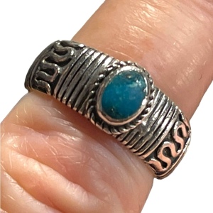 Sterling Silver 925 turquois ring ornate design