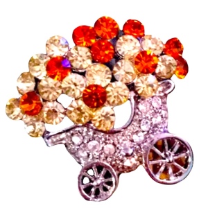 VTG flower bouquet crystal brooch