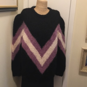 Beautiful Mohair wool chevron hand knit sweater Handmade knitted