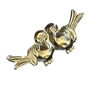 Vintage CORO sterling silver 925 lovers lover bird bar brooch