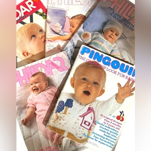 Lot of 5 Phildar Pingouin BABY knitting books VG