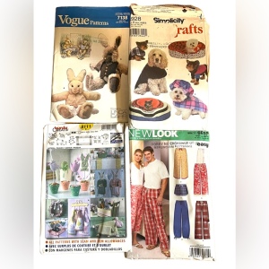 LOT of 4 Sewing patterns Dog pajamas craft UNCUT VG