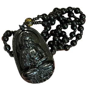 Buddah Black obsidian prayer beads necklace bead