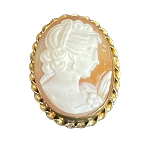 Vintage 14k Gold filled GF Stunning sardonyx carved cameo brooch pendant