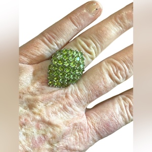 Stunning chunky Peridot large sterling silver multi gemstone ring