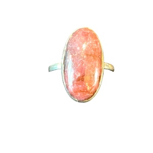 Vintage Pink Rhodonite Oblong 925 Sterling silver 925 ring