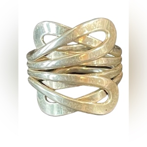 Sterling silver 925 ELL Multi layer wrap wide band ring