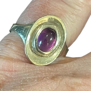 Sterling silver 925 Amethyst oval ring T oval top