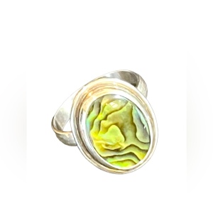 Stunning sterling silver 925 encased Abalone oval ring