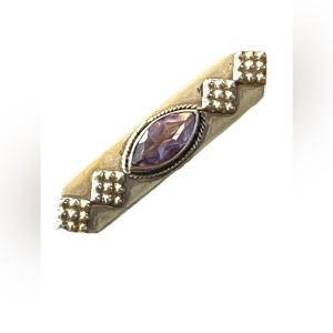 Vintage amethyst and sterling silver 925 UK import bar brooch ornate design