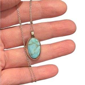 Sterling silver 925 Synthetic turquoise? Pendant necklace