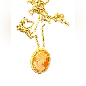 Vintage 12k gold filled Shell Cameo on gold chain necklace