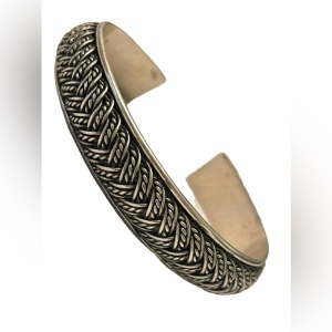 Sterling silver 925 Braided Unisex Balenisian Cuff Bangle bracelet