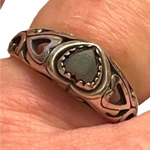 Sterling silver 925 Hematite Heart Southwestern WM fancy ring