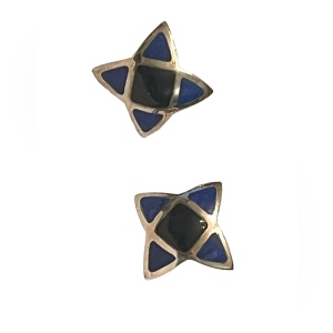 Vintage Blackmonyx lapis lazuli sterling silver 925 star earrings