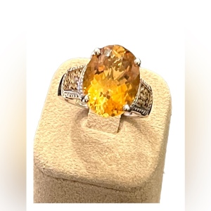 Stunning Sterling silver 925 BBJ Fancy quality Citrine glass Ring