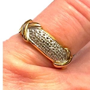 Stunning gold plt Sterling silver 925 diamond illusion band ring X