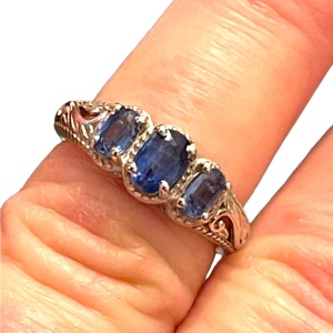 Stunning DJOY sapphire sterling silver ornate 925 ring high quality design