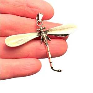 stunning vintage Sterling silver 925 Dragon fly large necklace pendant