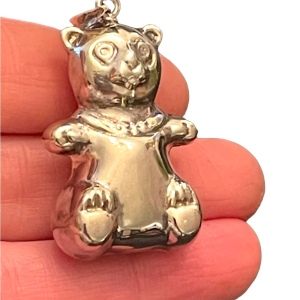 Cute fun Large sterling silver 925 teddy bear necklace pendant