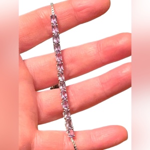 Sterling silver 925 Amethyst adjustable link tennis bracelet