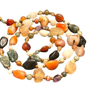 Vintage Multi gemstone quartz agate adventurine bead necklace Heavy