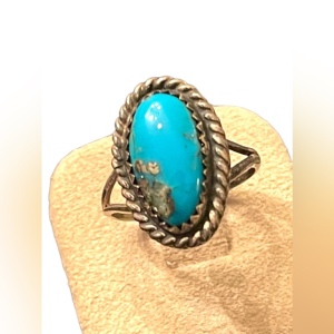 Vintage Navajo sterling 925 CB artisan turquoise Southwestern ring