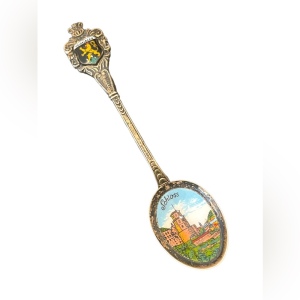 Vintage Heidelberg Germany Schloss silver plt Enameled collectible spoon