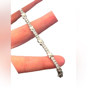 Sterling silver 925 CZ Rhodium plt Tennis bracelet