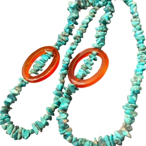 Sterling silver 925 Southwestern Turquoise Agate Bead necklace