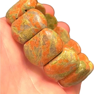 Lovely large Chunky UNAKITE Bead bracelet heavy stretchy