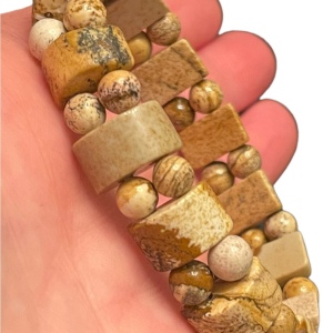 Lovely Picture Jasper stone chunky stretchy bead bracelet