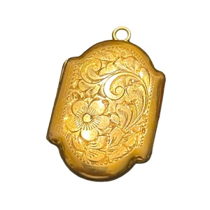 Vintage CHARME gold filled Fancy etched necklace locket