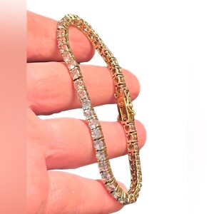 Lovely multi color crystal Simulated stone gold plt Sterling silver bracelet