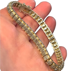 Sterling silver 925 GP Diamond illusion tennis bracelet