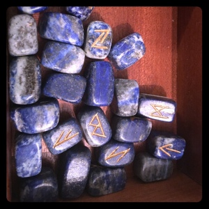 New Sodalite stone carved Runes Beautiful!