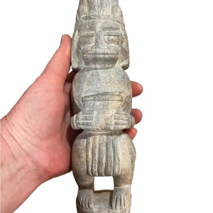 Vintage mid century Mexico Mayan Aztec Priest statue soapstone hand carved