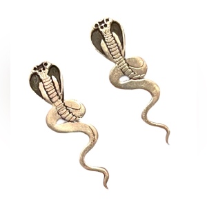 Vintage Artisan Cobra snake Sterling earrings